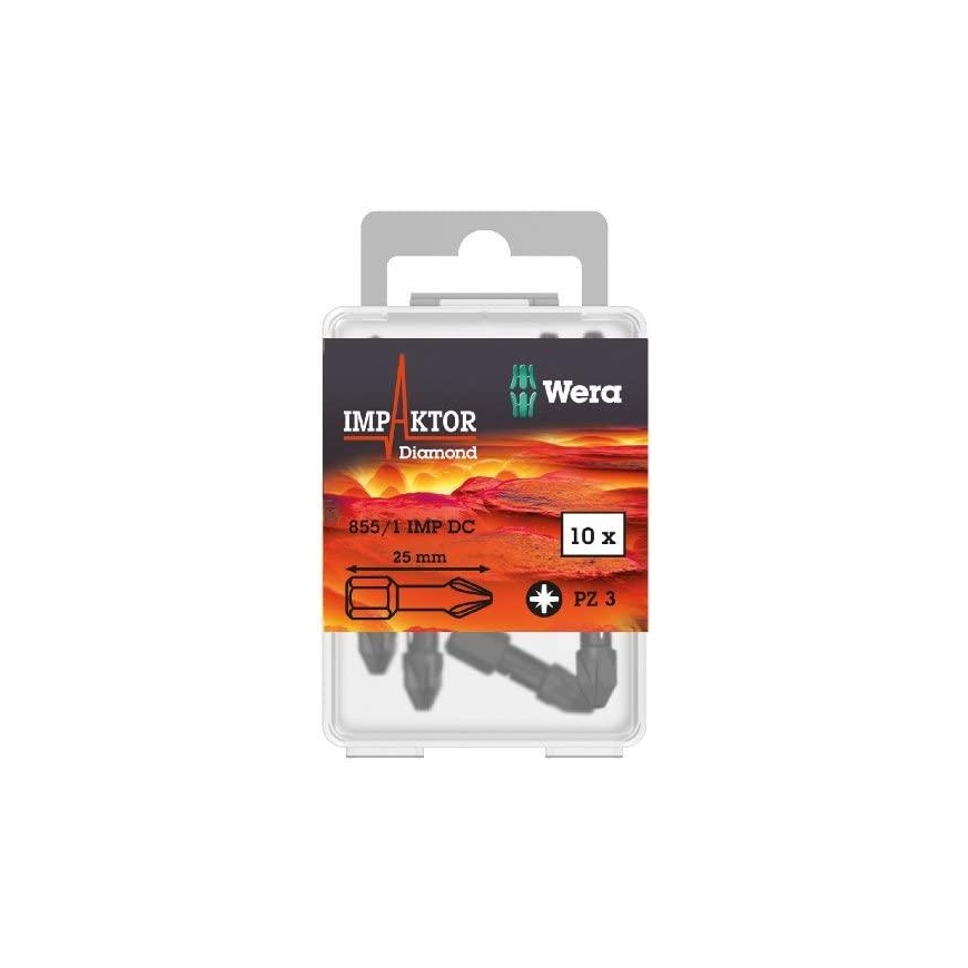 Screwdriver tip WERA 855/1 IMP DC PZ3x25, 10 pcs. – 2
