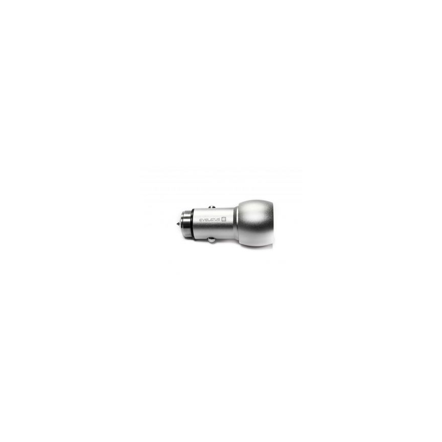 Evelatus Universal Car Charger ECC01 2USB port 3.1A with stainless steel escape tool Silver