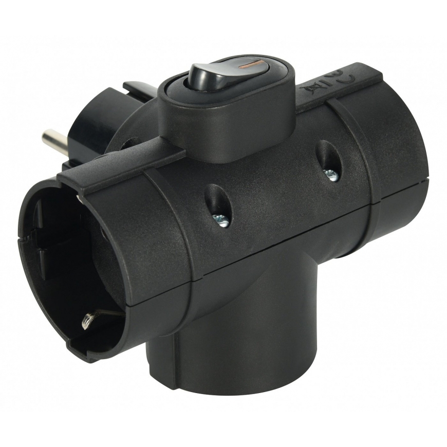 Electraline 55090 Strāvas adapters ar slēdzi 3x / 16A / 250V