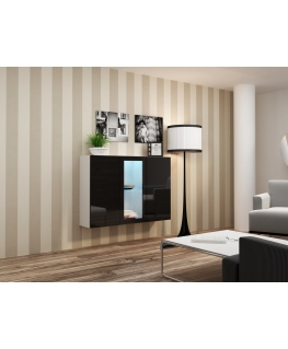 Cama puhvetkapp VIGO 90/120/38 valge / must läikiv