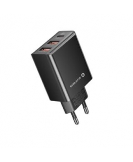 Evelatus Evelatus Travel Charger EU Wall 3 Ports 32W USB-C / USB-A2 ETC06 Black