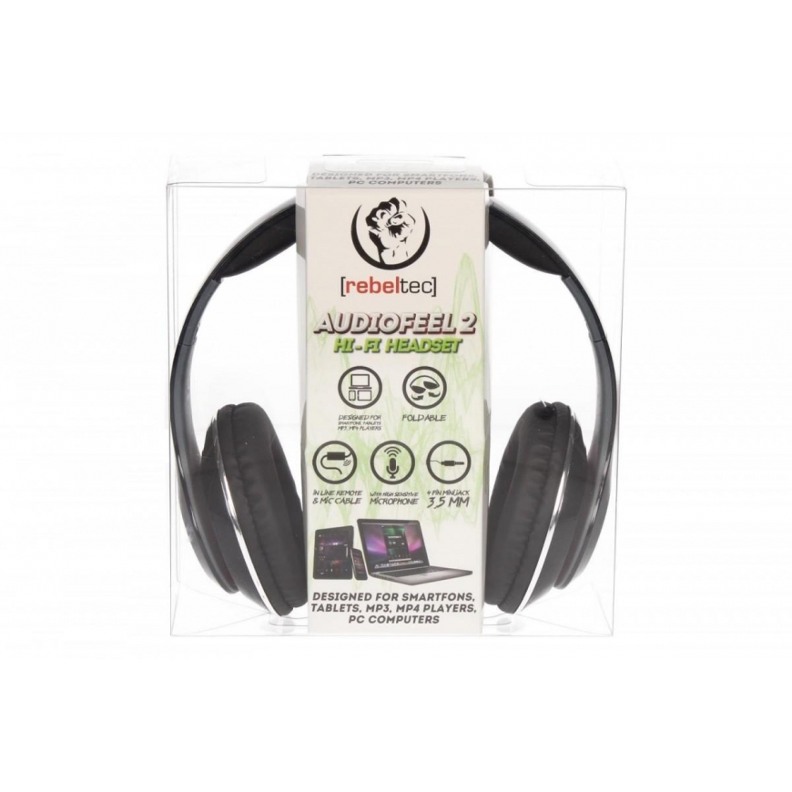Rebeltec Headphone stereo with microphone, 4pin mini jack AUDIOFEEL2 Black – 2