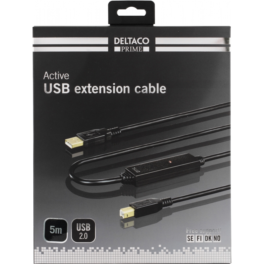 Deltaco USB-EX05M USB-kaapeli 5 m USB A USB B Musta – 3