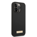 Guess GUHMP14LSBPLK iPhone 14 Pro 6.1" black/black hard case Silicone Logo Plate MagSafe