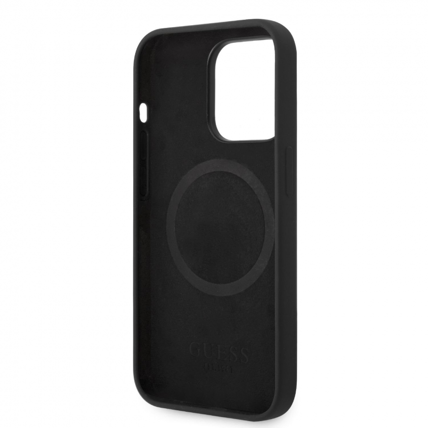 Guess GUHMP14LSBPLK iPhone 14 Pro 6.1" juodas/juodas hard case Silicone Logo Plate MagSafe – 4