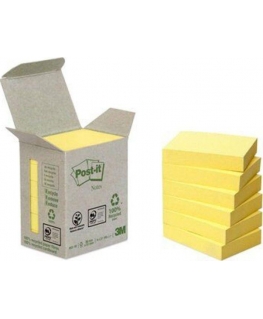 Post-it Aplinkosauginiai stebuklai POST-IT (653-1B), 38x51mm, kortelių 6x100., geltonos spalvos