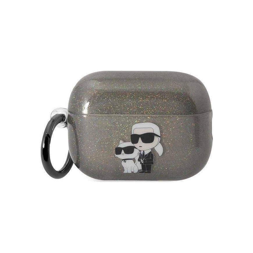 Headphones Karl Lagerfeld case for AirPods Pro 2 KLAP2HNKCTGK black TPU Glitter NFT Karl&Choupette – 5