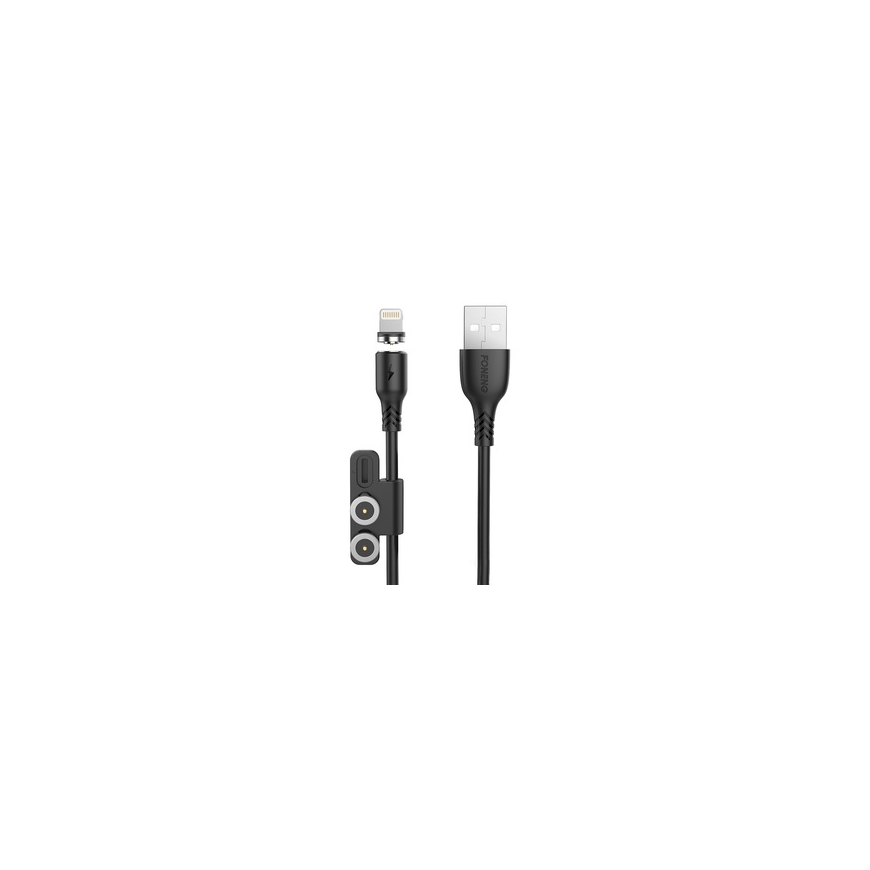 Foneng X62 Magnetic 3in1 USB to USB-C / Lightning / Micro USB Cable, 2.4A, 1m (Black) – 2