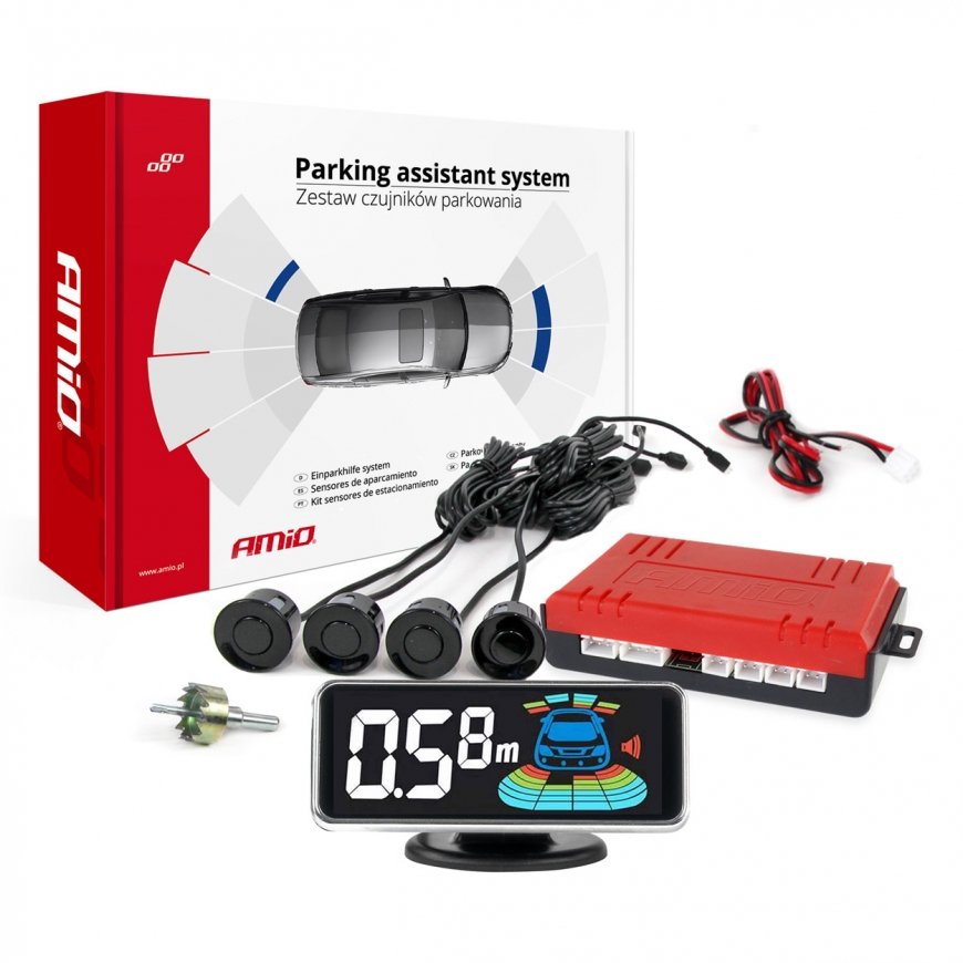 Reverse parking sensors black led 3d amio-03185