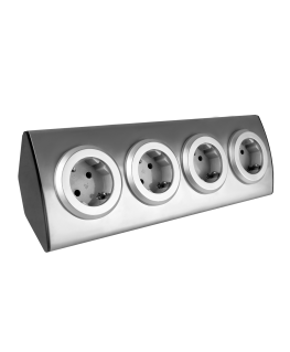 Orno Virtuvinis baldinis lizdas 4x2P + Z (Schuko), Velcro surinkimas, INOX