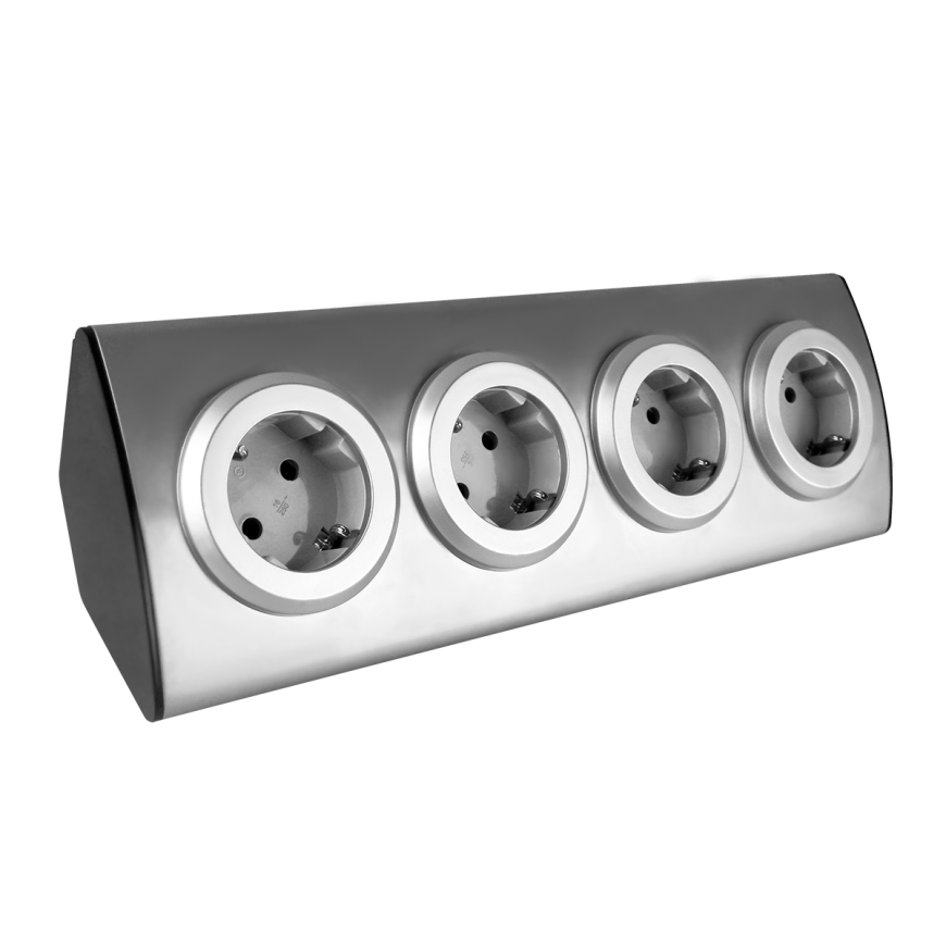 Orno Virtuvinis baldinis lizdas 4x2P + Z (Schuko), Velcro surinkimas, INOX