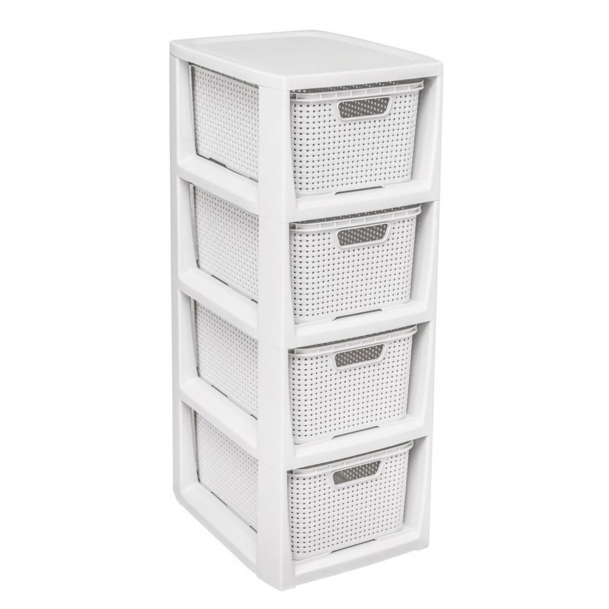 Bookcase with 4 baskets BranQ antique white