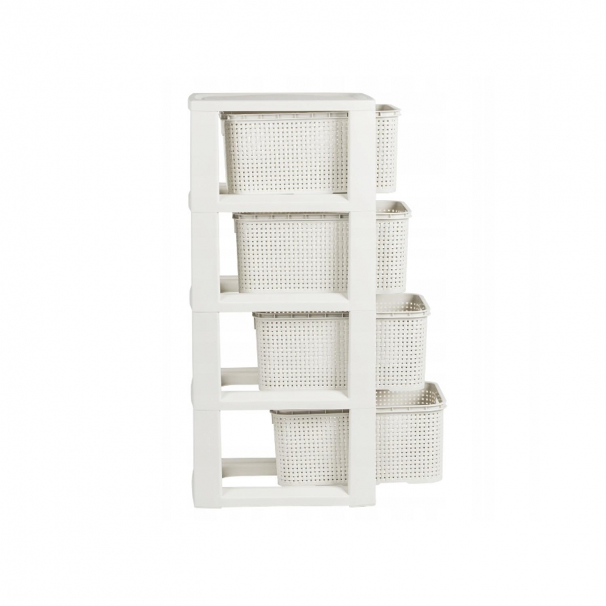 Bookcase with 4 baskets BranQ antique white – 5