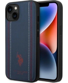 US POLO Case US Polo for iPhone 14 Plus 6.7" dark blue/navy blue Leather Stitch