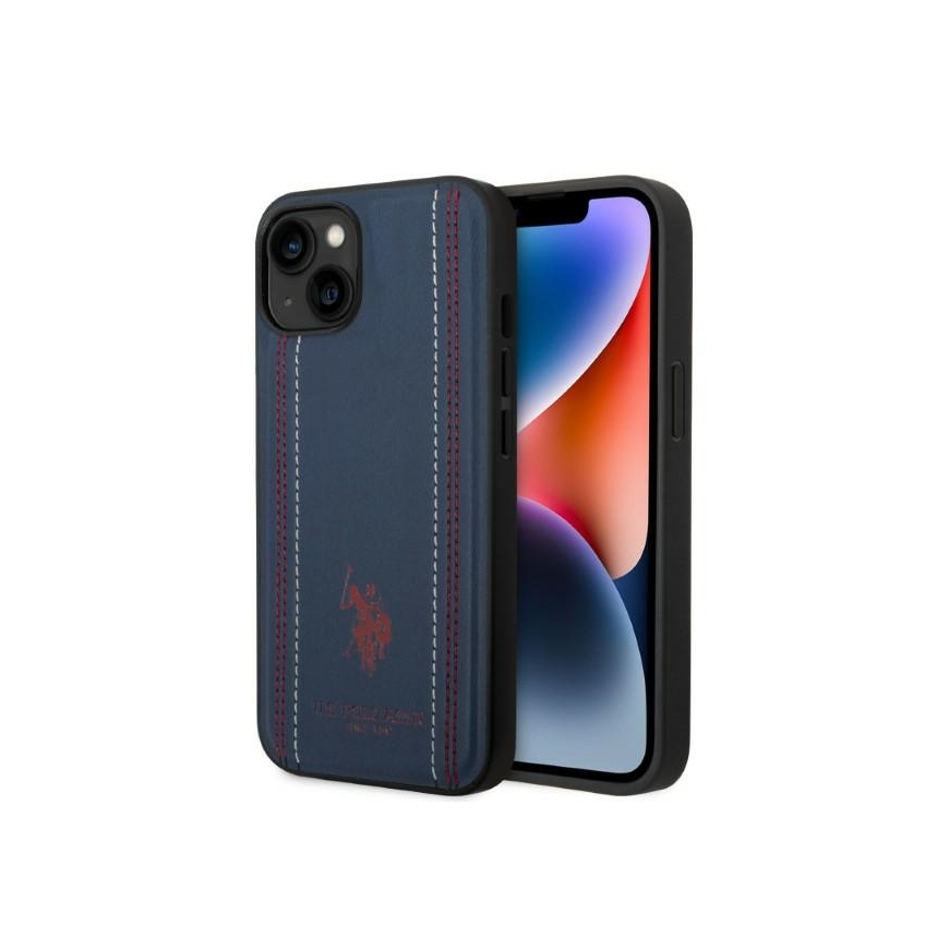 US POLO Case US Polo for iPhone 14 Plus 6.7" dark blue/navy blue Leather Stitch – 2