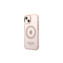 Guess case for iPhone 13 Pro Max 6,7" GUHMP13XHTCMP pink hard case Gold Outline Translucent MagSafe
