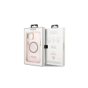 Guess case for iPhone 13 Pro Max 6,7" GUHMP13XHTCMP pink hard case Gold Outline Translucent MagSafe