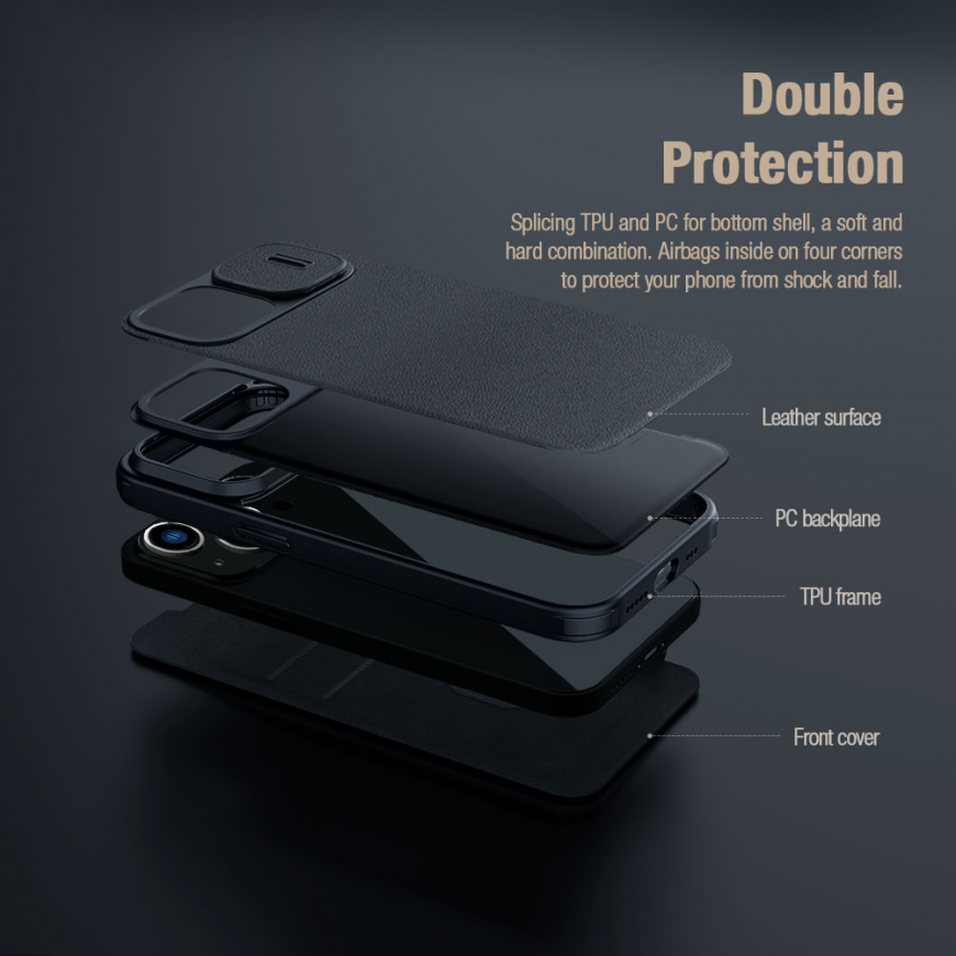 Nillkin Qin Pro odinis dėklas, skirtas iPhone 14 Plus (juodas) – 5