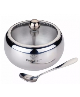 Sugar bowl with spoon, steel, 460ml, Kinghoff KH 3725