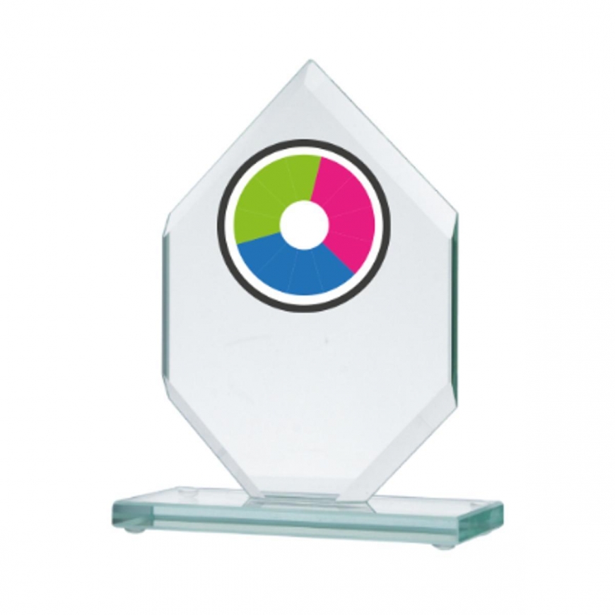 Detal LuxorJet spalvoto spausdinimo stiklo trofėjus