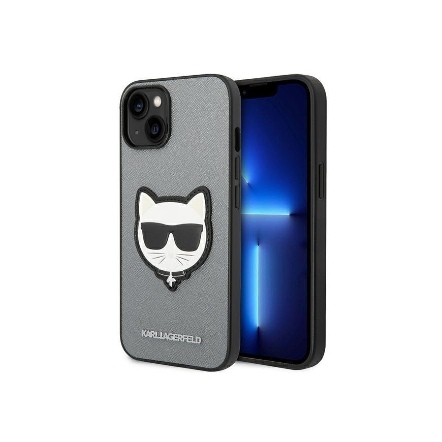 Dėklas Karl Lagerfeld KLHCP14MSAPCHG iPhone 14 Plus 6,7" hardcase sidabrinė/sidabrinis Saffiano Choupette Head Patch