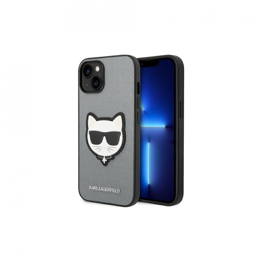 Case Karl Lagerfeld KLHCP14MSAPCHG iPhone 14 Plus 6.7" hardcase silver/silver Saffiano Choupette Head Patch – 3