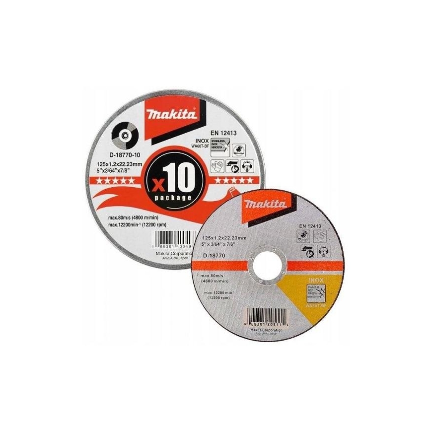 Makita D-18770-10 Cutting disc 125 X 1.2 WA60T-BF RST/ For metal (10 units) – 2