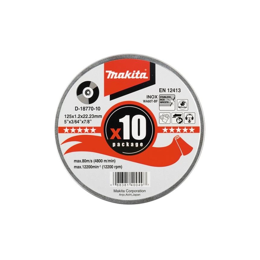 Makita D-18770-10 Cutting disc 125 X 1.2 WA60T-BF RST/ For metal (10 units) – 3