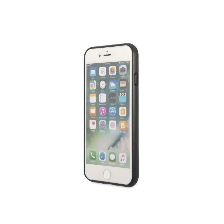 Guess dėklas iPhone 7 / 8 / SE 2020 / SE 2022 GUHCI8PSATPK juodas kietas dėklas Saffiano Triangle Logo Cardslot – 5