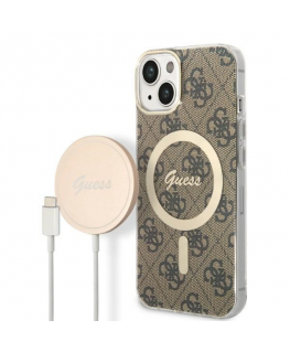 Guess set case + charger for iPhone 14 Plus 6,7" GUBPP14MH4EACSW ruda hard case 4G Print MagSafe