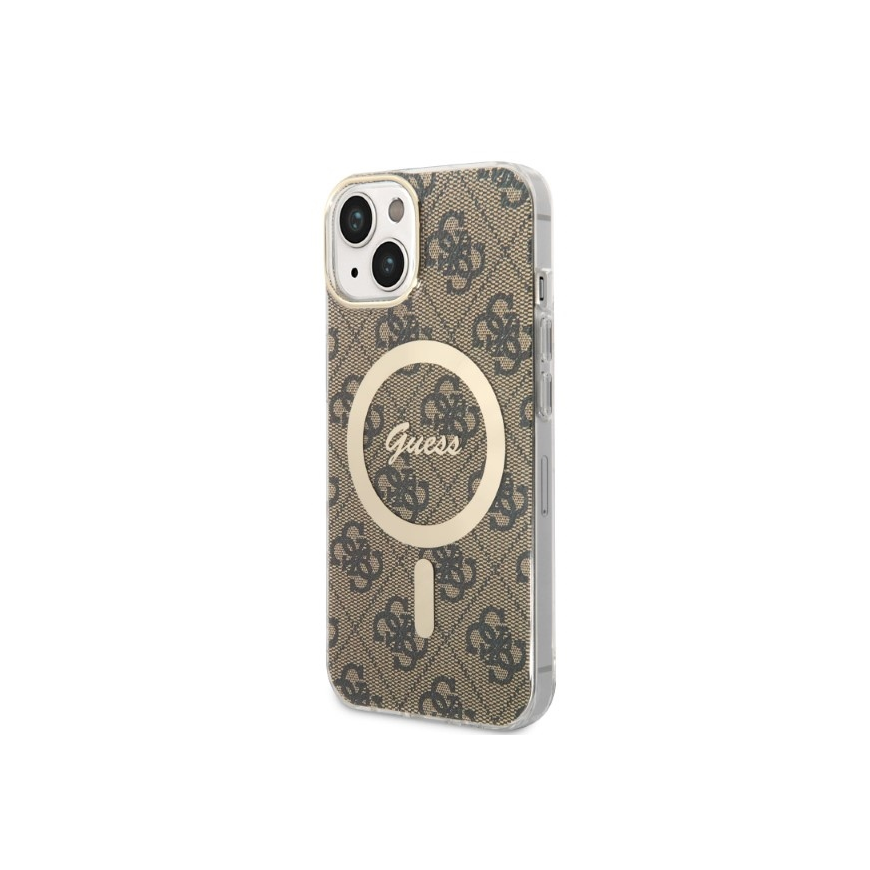 Guess set case + charger for iPhone 14 Plus 6,7" GUBPP14MH4EACSW brown hard case 4G Print MagSafe – 2