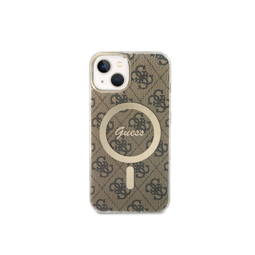 Guess set case + charger for iPhone 14 Plus 6,7" GUBPP14MH4EACSW brown hard case 4G Print MagSafe – 3