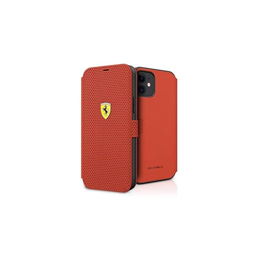 Dėklas Ferrari FESPEFLBKP12SRE iPhone 12 mini 5,4" raudona/raudona knyga, perforuota – 2