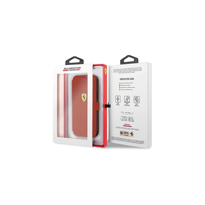 Dėklas Ferrari FESPEFLBKP12SRE iPhone 12 mini 5,4" raudona/raudona knyga, perforuota – 3