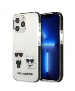 Karl Lagerfeld dėklas iPhone 13 Pro Max KLHCP13XTPEKCW juodas kietas dėklas Iconic Karl & Choupette