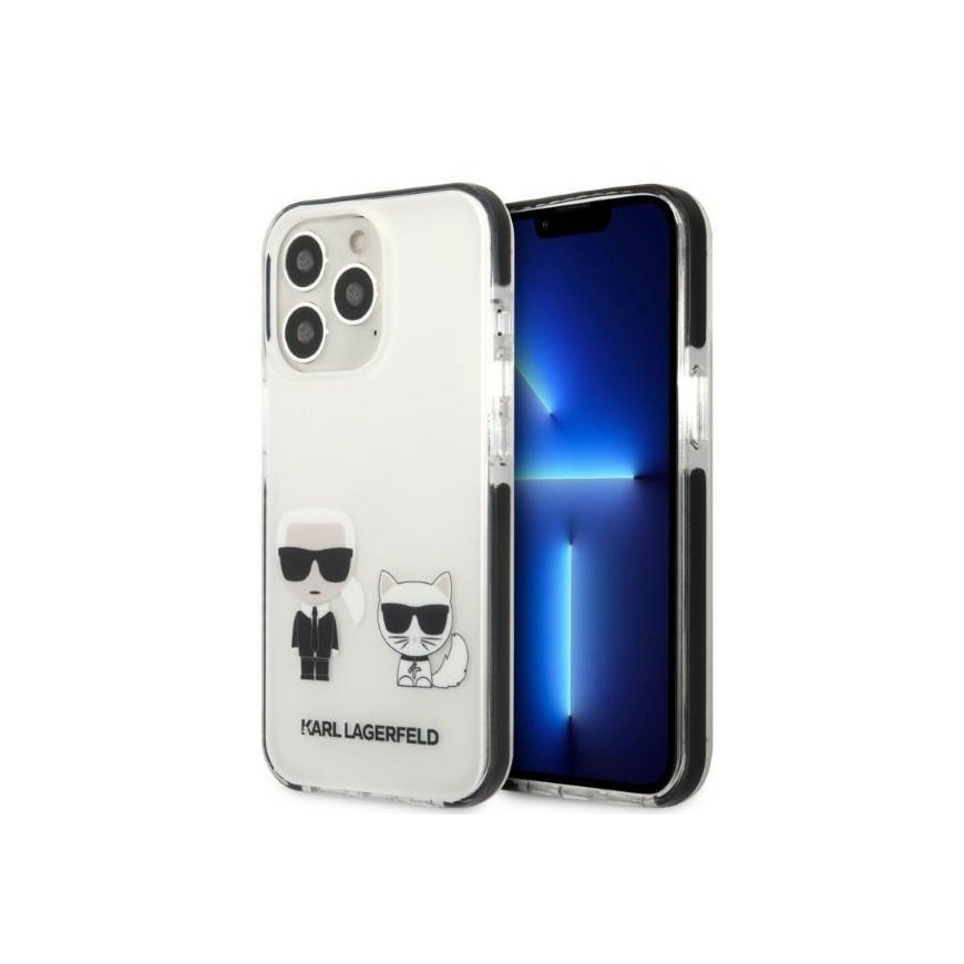 Karl Lagerfeld dėklas iPhone 13 Pro Max KLHCP13XTPEKCW juodas kietas dėklas Iconic Karl & Choupette