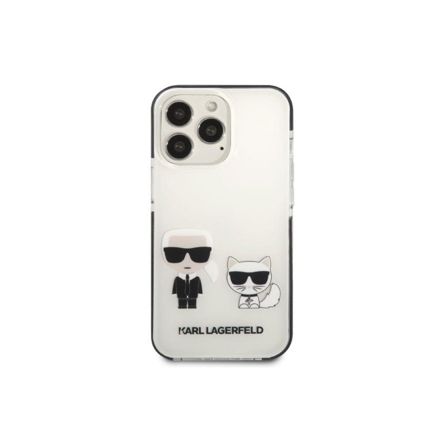 Karl Lagerfeld dėklas iPhone 13 Pro Max KLHCP13XTPEKCW juodas kietas dėklas Iconic Karl & Choupette – 3