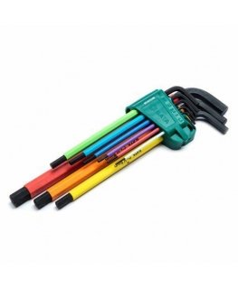 SATA SET OF 9 METRIC 6 POINT COLORED L-TAPS EXTRA LONG