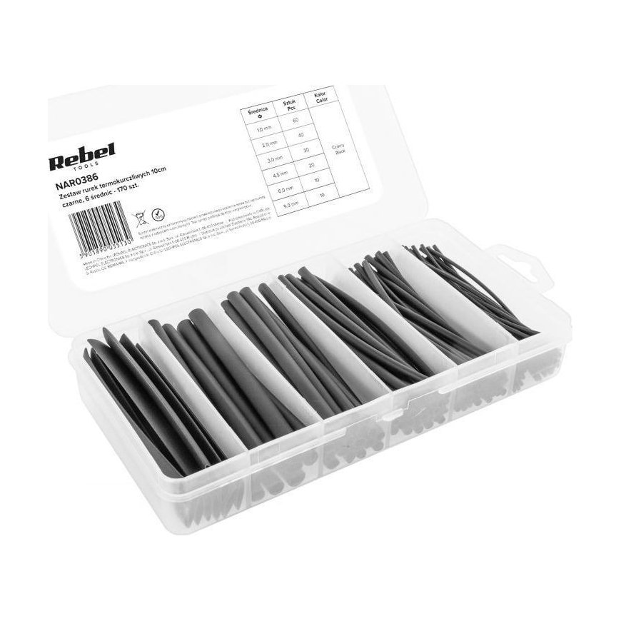 Cabletech Rebel Thermal tube set 170 pcs 10cm Black – 2