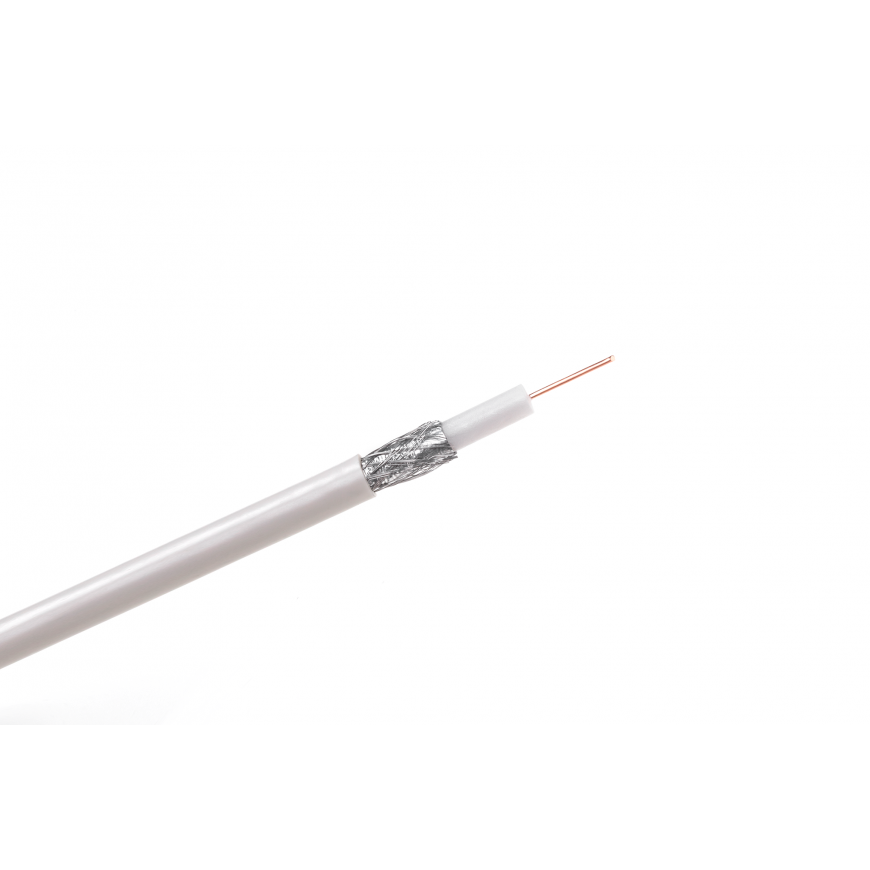 Cabletech Coaxial cable RG6U copper 75 ohm, Ø7.1mm, white – 2