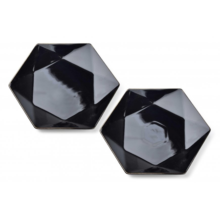 Affek Design RALPH Black Set of 2 flat plates 32.5x 28.5cm x h3cm