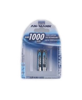 Ansmann Blister 2 X Accu, AAA, 1000mAh AAA / HR03 Niķeļa-metāla hidrīda (NiMH)