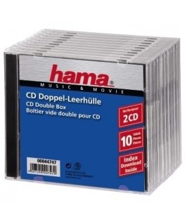 Hama CD Double Jewel Case Standard, Pack 10 2 discs Transparent