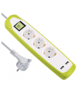 Electraline 62155 Удлинитель 3P 2xUSB 2m