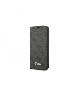 Guess case for iPhone 14 Pro 6.1" GUBKP14LHG4SHK black BT PC/TPU 4G PU Script Metal