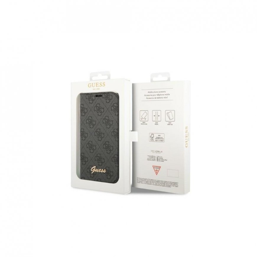 Guess case for iPhone 14 Pro 6.1" GUBKP14LHG4SHK black BT PC/TPU 4G PU Script Metal – 4