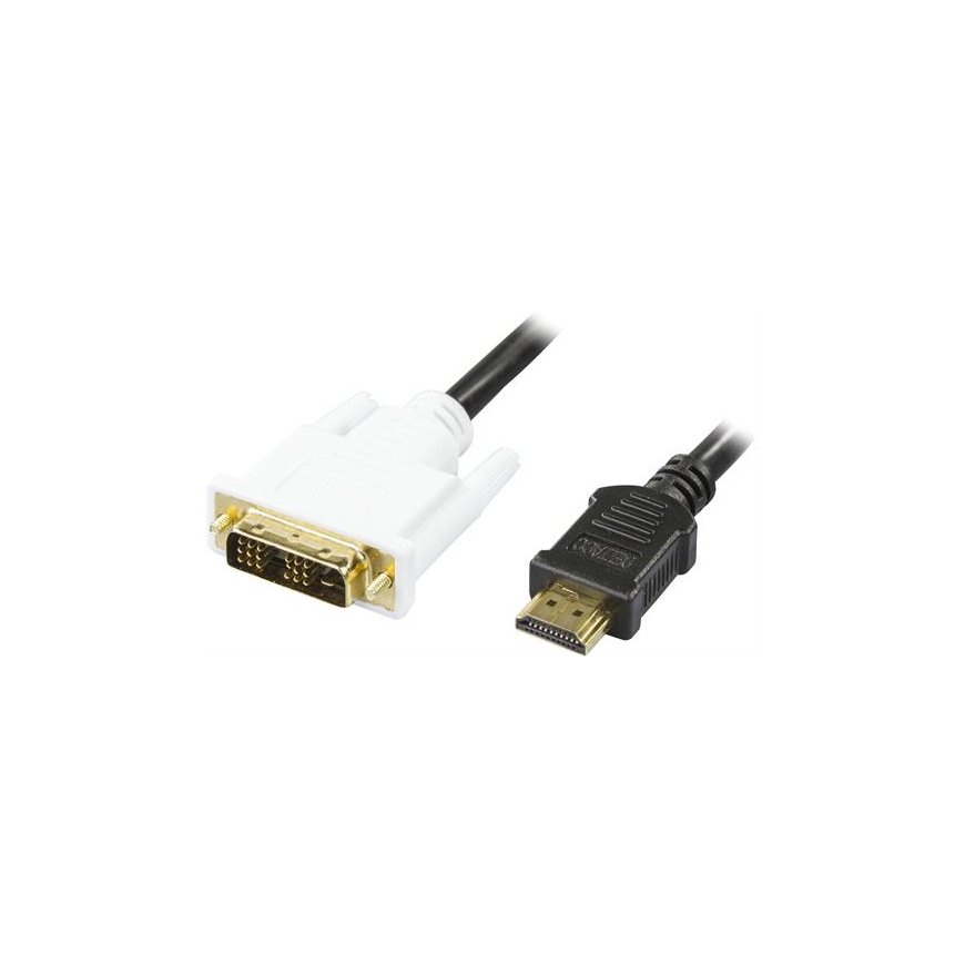 Deltaco HDMI-113-K video cable adapter 3 m HDMI Type A (Standard) DVI-D Black, White