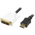 Deltaco HDMI-113-K video kabeļu aksesuārs 3 m HDMI Type A (Standard) DVI-D Melns, Balts