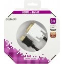 Deltaco HDMI-113-K видео кабель адаптер 3 m HDMI Тип A (Стандарт) DVI-D Черный, Белый Deltaco HDMI-113-K видео кабель адаптер 3 m HDMI Тип A (Стандарт) DVI-D Черный, Белый