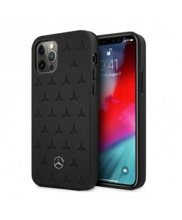 Mercedes MEHCP12LPSQBK iPhone 12 Pro Max 6.7 Inch Black Hard Case Star Pattern Leather